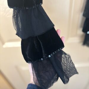 BETSEY JOHNSON | Vintage Indie Sleeze Velvet Tulle Ruffle Sequin Skinny Scarf